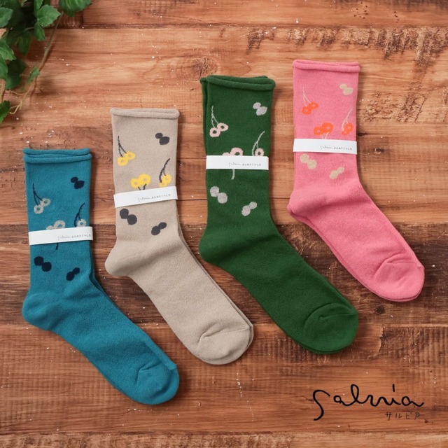 靴下 レディース ソックス ふんわりくつした サルビア salvia ゴムなし コットン ブランド 履き心地 保温性 発汗性 おしゃれ かわいい ナチュラル 日本製 ギフト プレゼント 22-25cm SANYASOU  Sv021