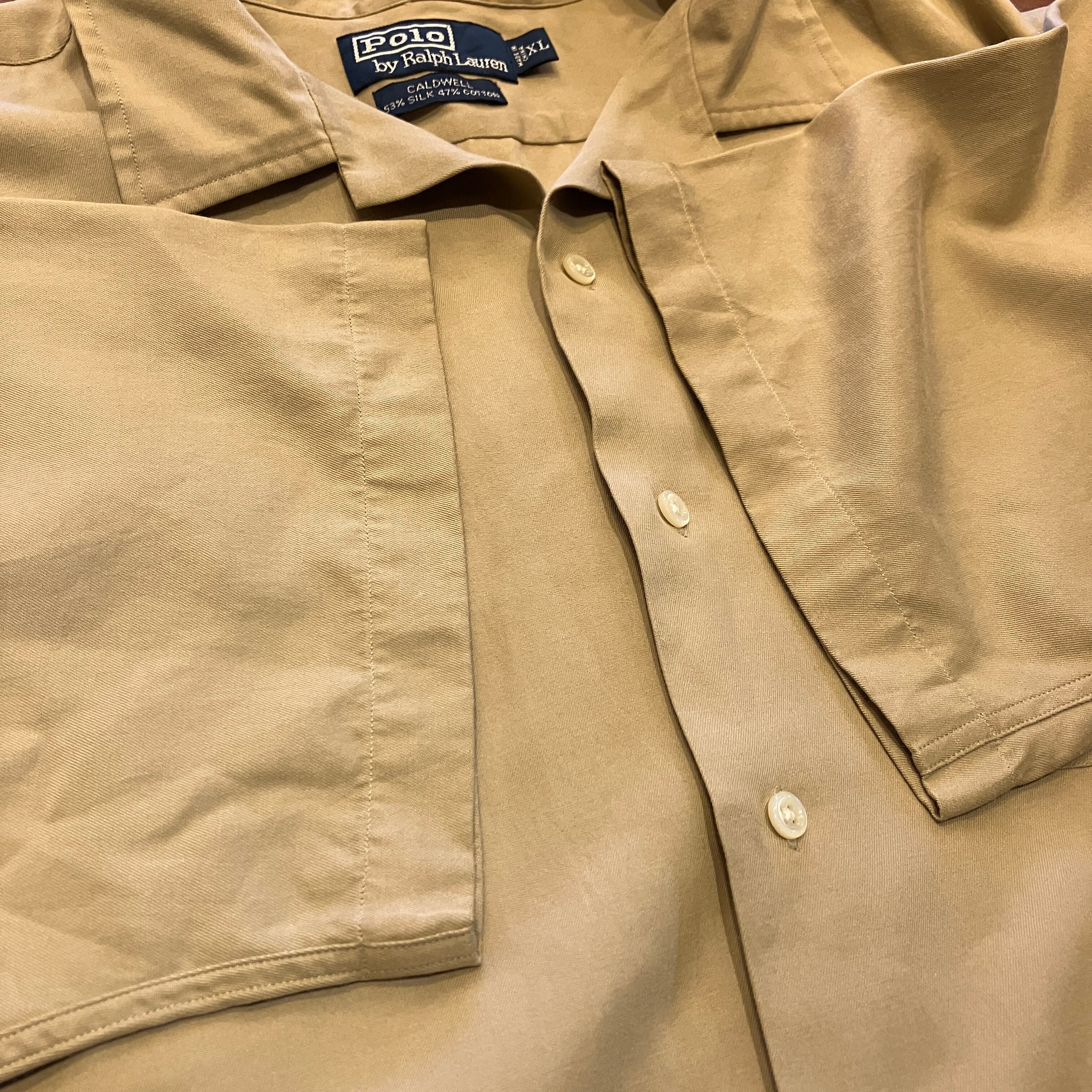 キャメル 無地 ralph lauren caldwell シルク コットン RALPH LAUREN CALDWELL SILK COTTON SHIRT BEIGE | safarionline