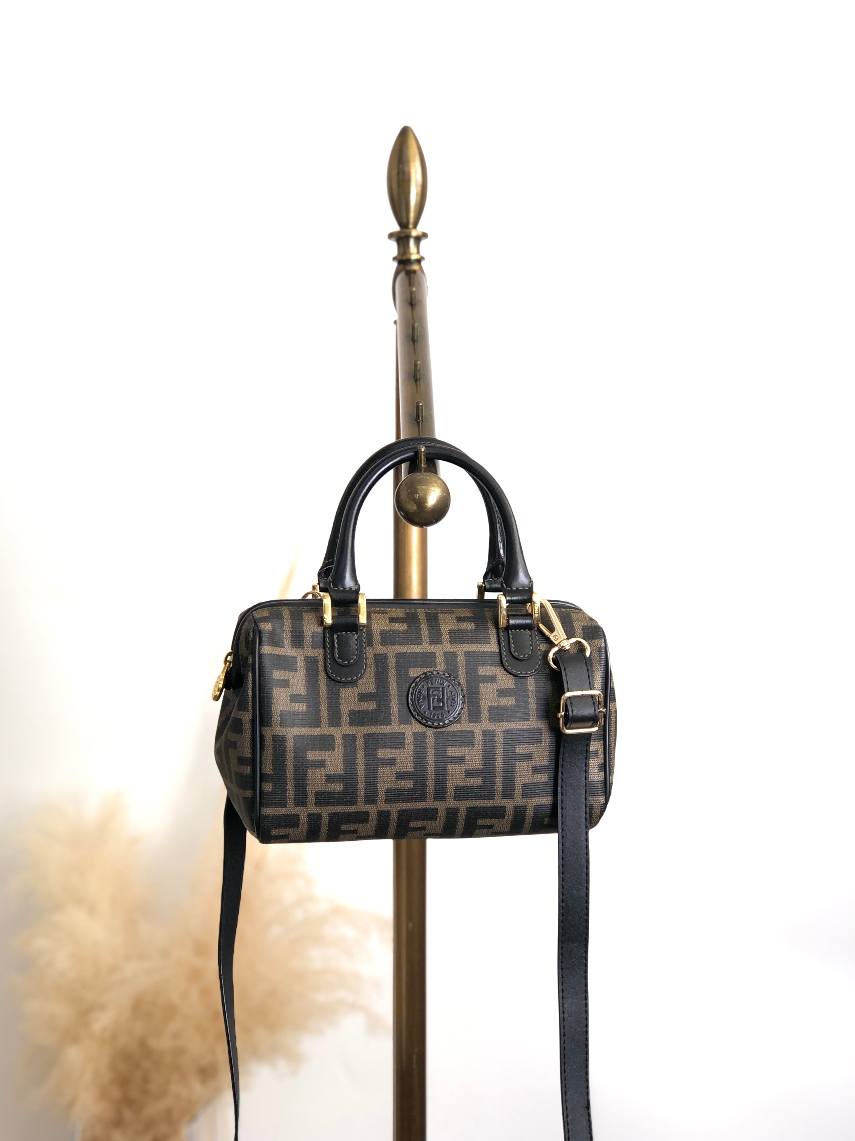 FENDI フェンディ ズッカ ハンドバッグ ブラウン FFロゴ PVCレザー ミニボストン ミニバッグ vintage ヴィンテージ オールド sfanas