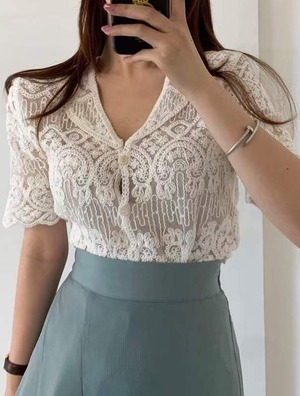 レース半袖トップス　AJ1079-1110