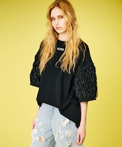 フリルスリーブルーズTシャツ (BLACK) CQ-48031