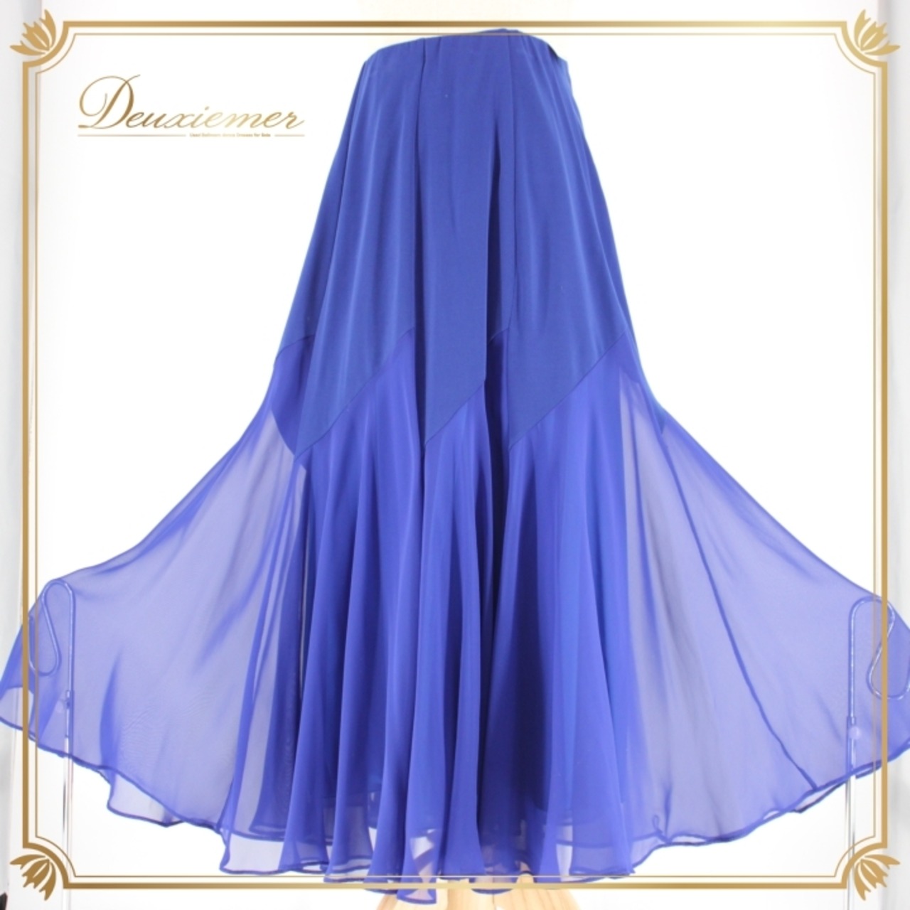 社交ダンス 衣装 スタンダード スカート レッスンウェア Create-Sun クリエイトサン 青 無地 シンプル ブルー系 練習着 透け感 上品 シフォン レディース フィット感 ルーズ スポーツウェア 薄手 ダンス練習 可愛い おしゃれ 息切れしにくい 長さ79cm ウエスト30.5cm〜 洗える 軽量 透け感あり トレーニング 用途広い