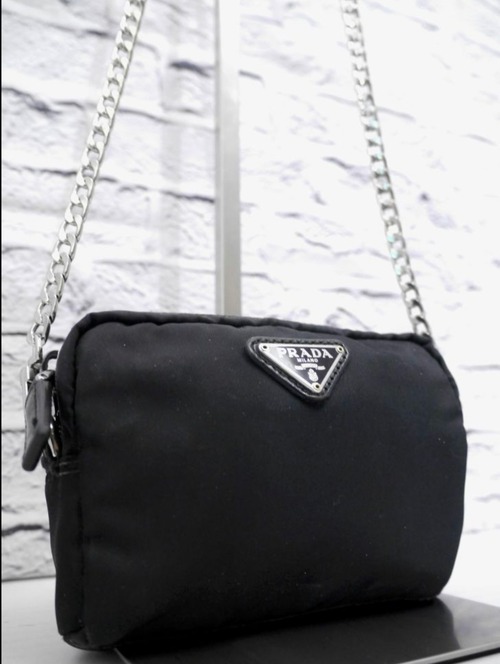 ◆ PRADA プラダ チェーンストラップ ミニ ショルダー バッグ ポーチ 黒
