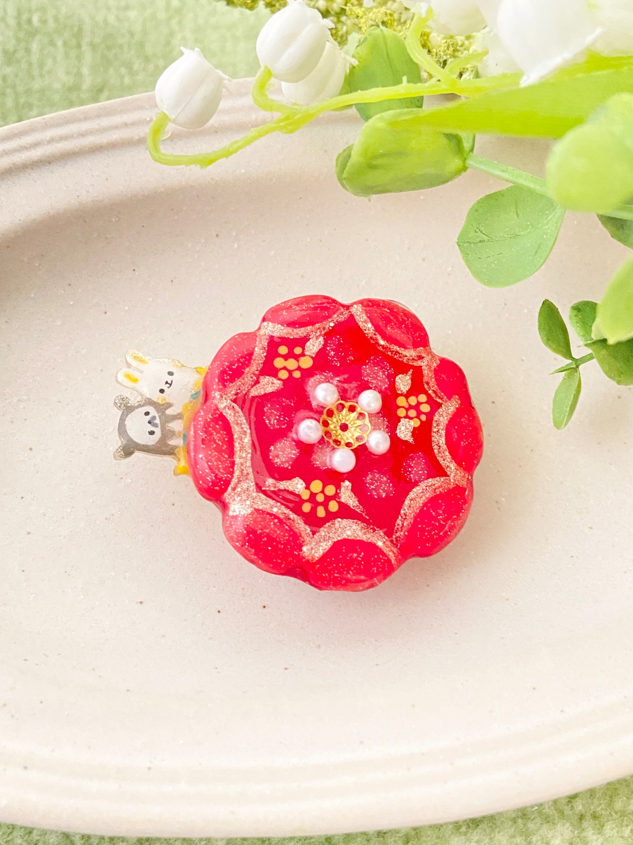 『彩りのお花』ガラスブローチ③