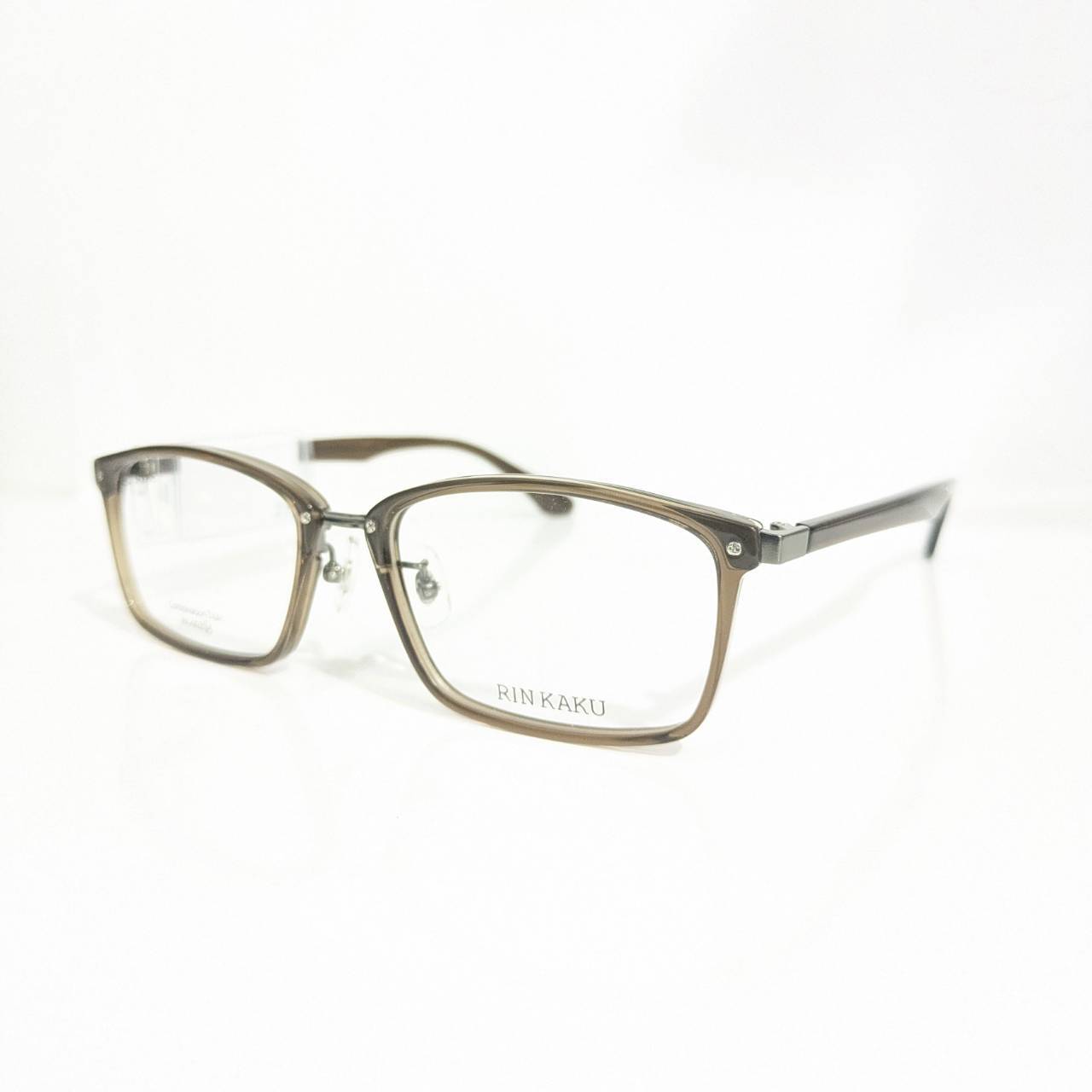 【RIN KAKU】スクエアコンビフレーム 巻きセル クリアブラウン・グレー