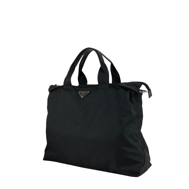 PRADA プラダ ショルダーバッグ ブラック トライアングルロゴ ナイロン 2WAY トートバッグ vintage ヴィンテージ オールド zdgz8g