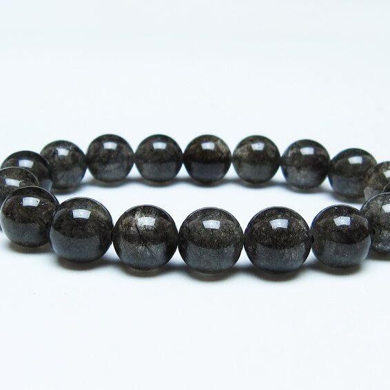 ブラックルチルクォーツ ブレスレット 12mm ブラックトルマリン トルマリネイテッドクォーツ 一点物 メール便可 [M便 1/10] 111-47038