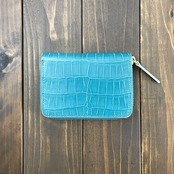 クロコダイル ミント ブルー ミドルウォレット