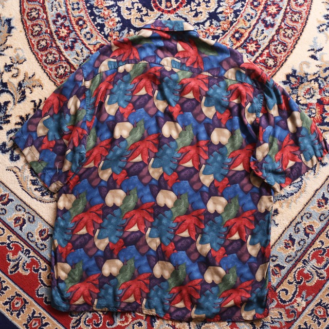 " pierre cardin" multi color leaf h/s rayon shirt