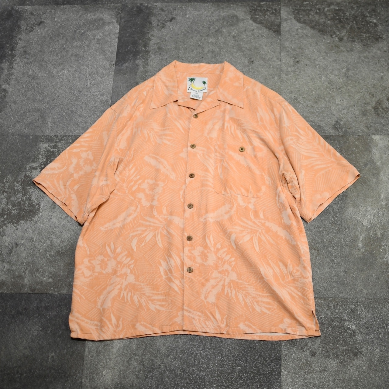 jacquard weave design aloha shirt salmon pink