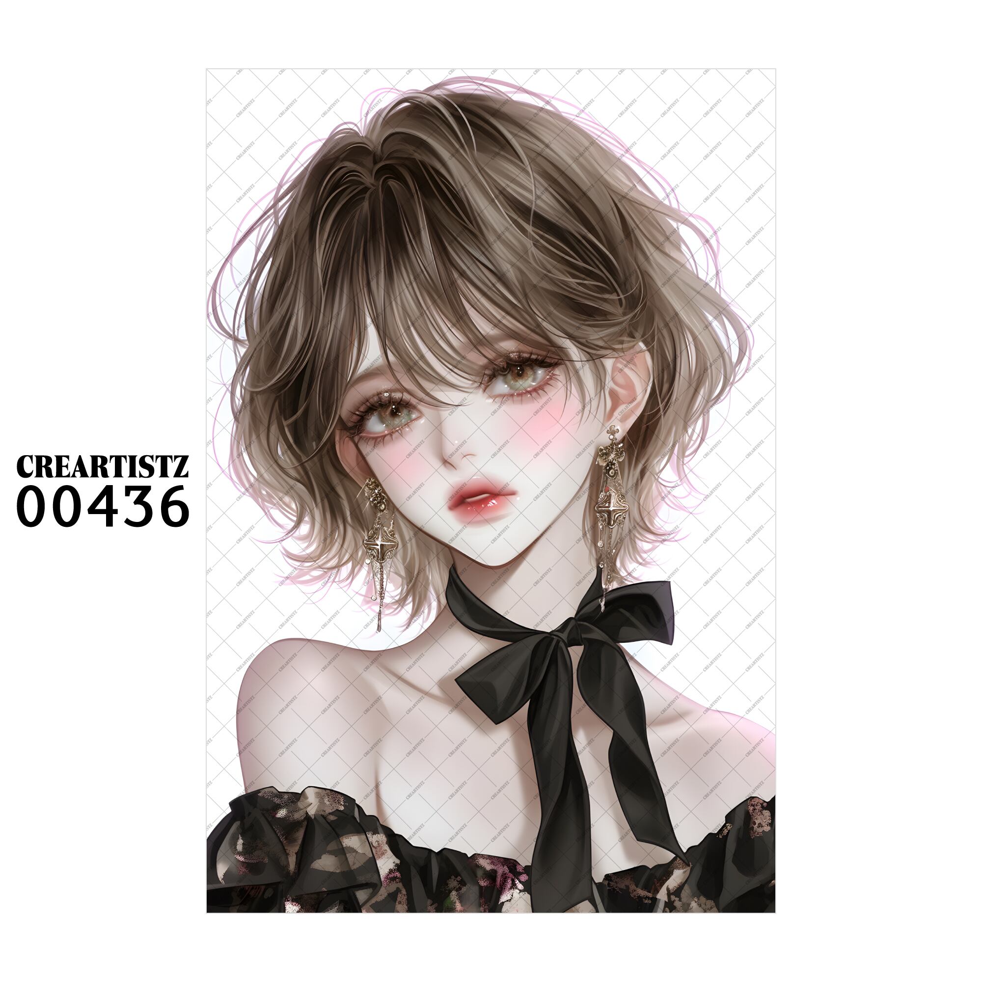 00436 ガール キュート オリジナル ペーパー/ステッカー 4枚セット CREARTISTZ