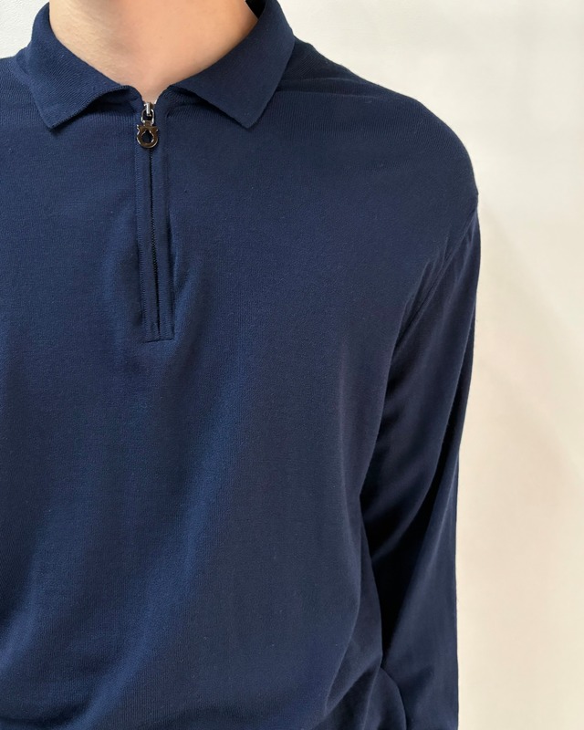 【Salvatore Ferragamo】half zip summer knit polo