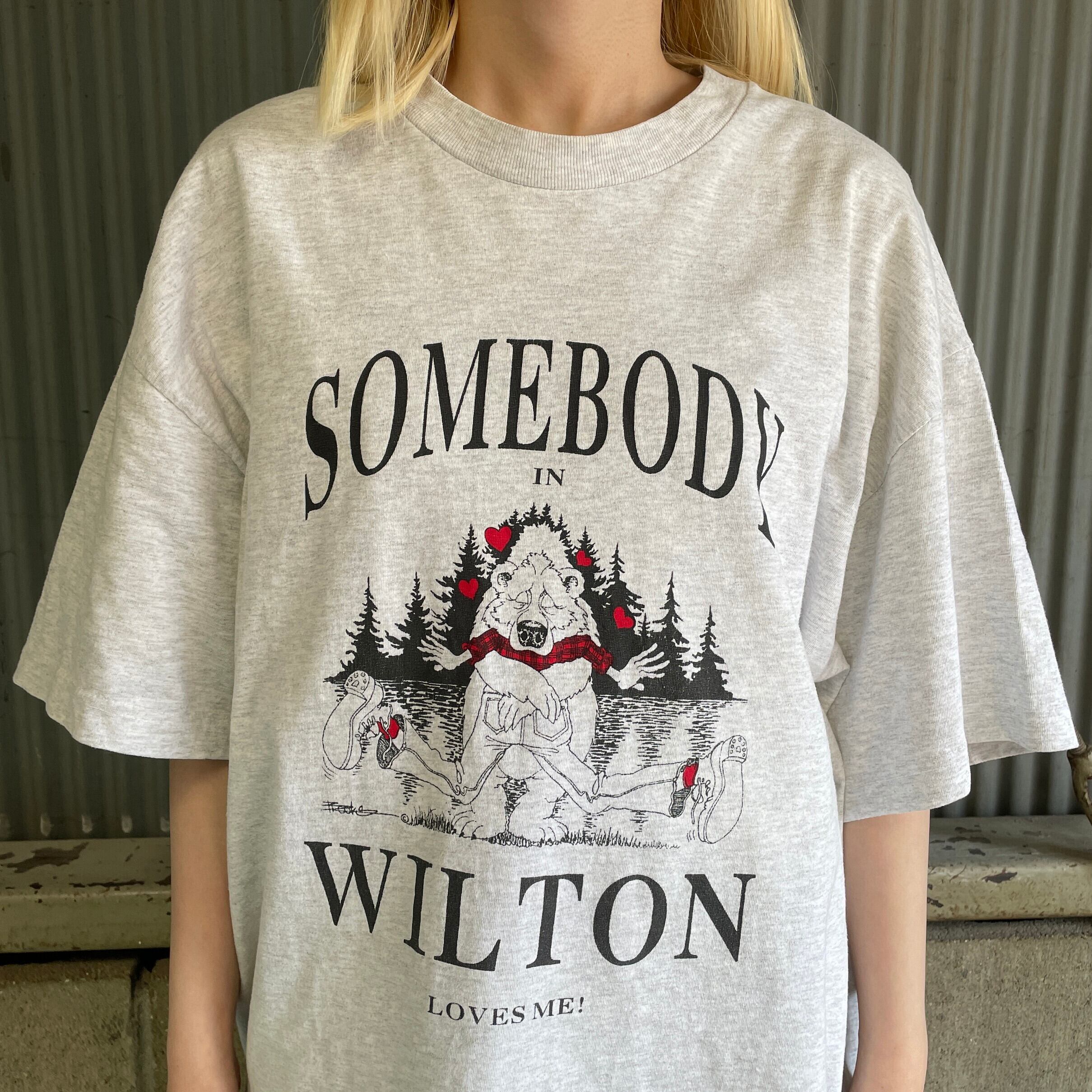 90年代 ”SOMEBODY IN WILTON” ファニー プリントTシャツ メンズXL相当 