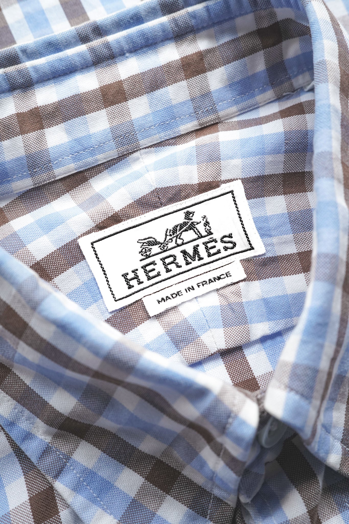 HERMÈS エルメス リネン100% チェックシャツ メンズ 41 00's 