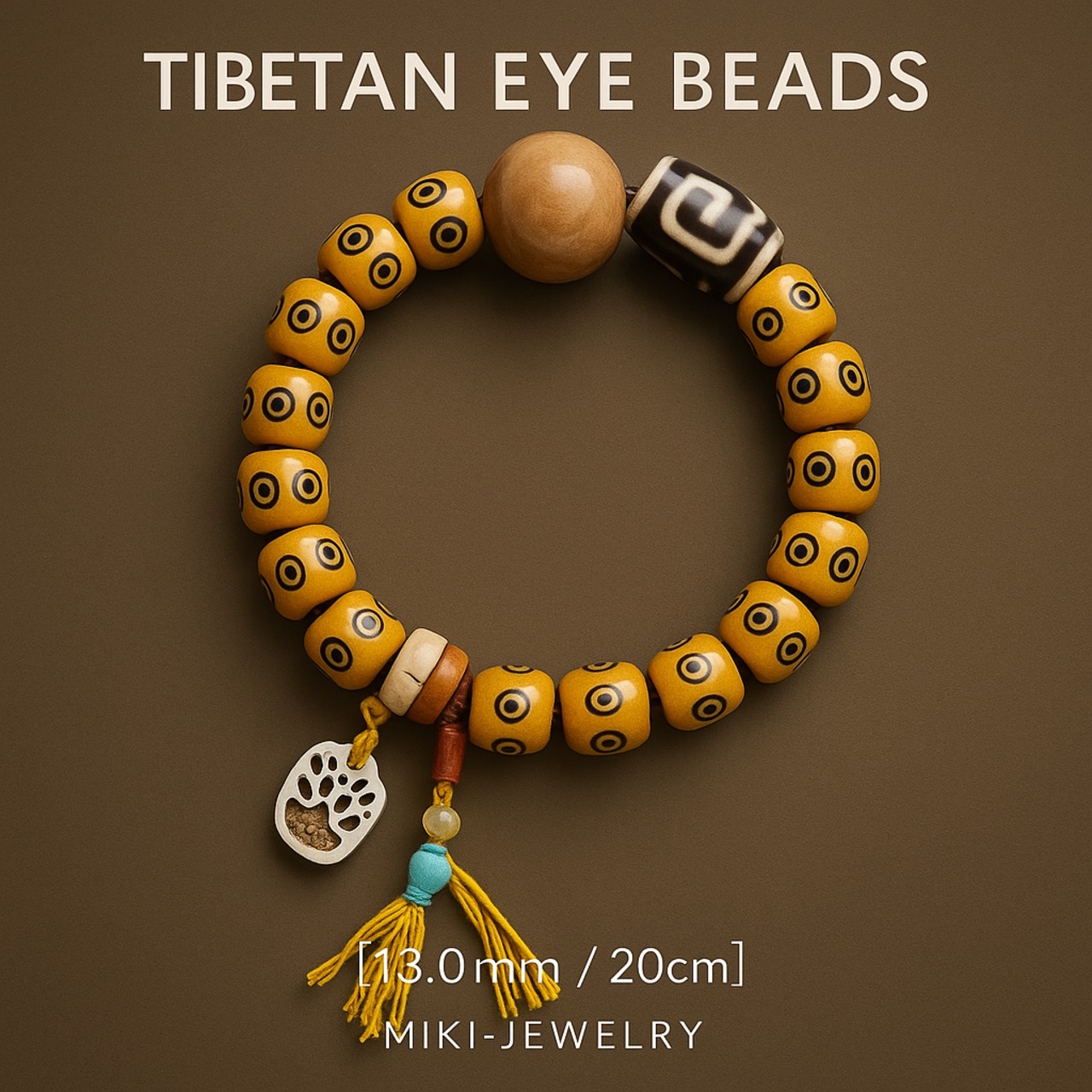古代チベットの叡智を宿す守護ビーズ｜MIKI-JEWERLRY チベタンアイビーズブレスレット｜10mm/16cm ｜Tibetan Eye Beads Bracelet｜