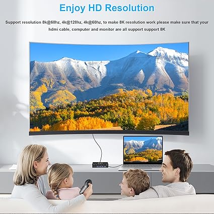 KCEVE HDMI 2.1 KVMスイッチ PC切替器 4入力1出力 EDID機能 8K@60Hz/4K