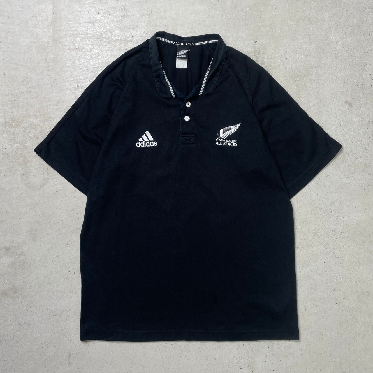 90年代 adidas アディダス 半袖 NEW ZEALAND ALL BLACKS ラガーシャツ 