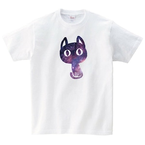 宇宙 猫 Tシャツ メンズ レディース 半袖 シンプル ゆったり おしゃれ トップス 白 30代 40代 ペアルック プレゼント 大きいサイズ 綿100% 160 S M L XL