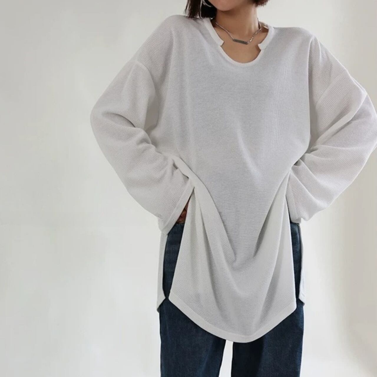Oversized Side Slit Pullover 01501