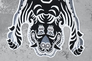 Tibetan Tiger Rug 《Mサイズ•シルク•オリジナル1•モノクロ160》チベタンタイガーラグ