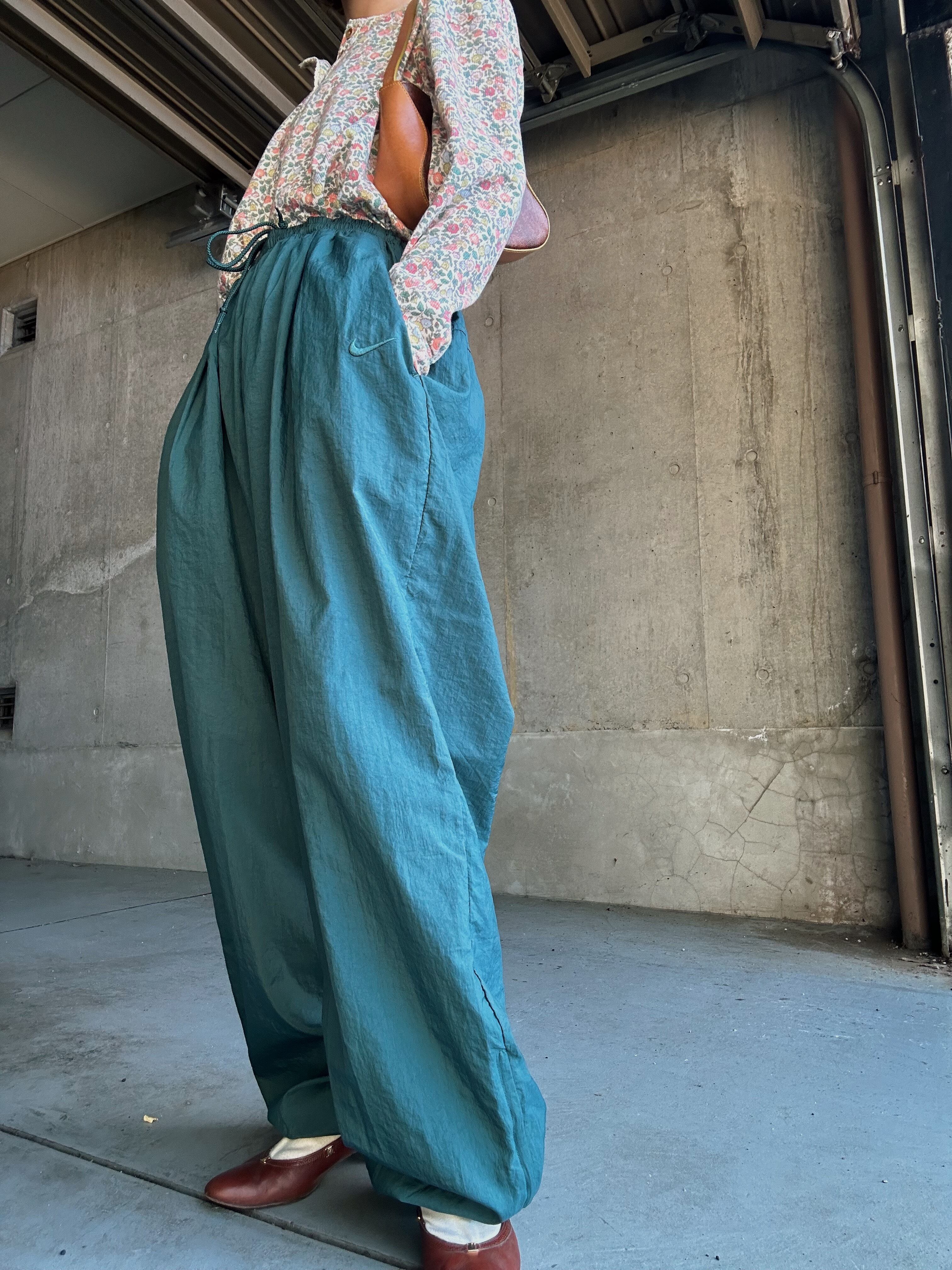 (PT765)90's Nike one point logo nylon pants