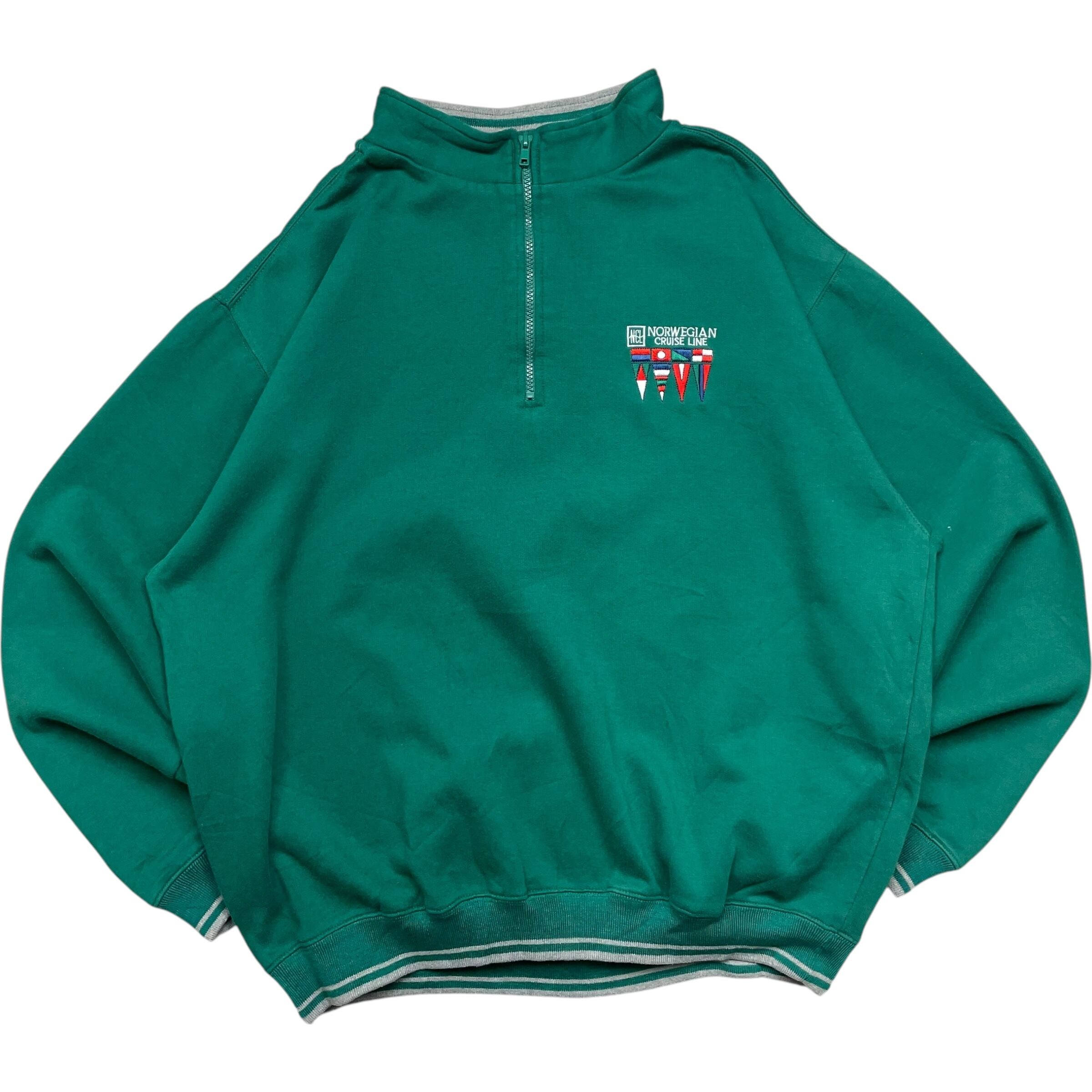 《XL》NORWWEGIAN ハーフジップ スウェット刺繍ロゴ グリーン no.6431