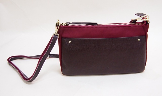 牛革×撥水ナイロン上品な軽量斜め掛けバッグ 上品なスクエアフォルム ドリームコンビ