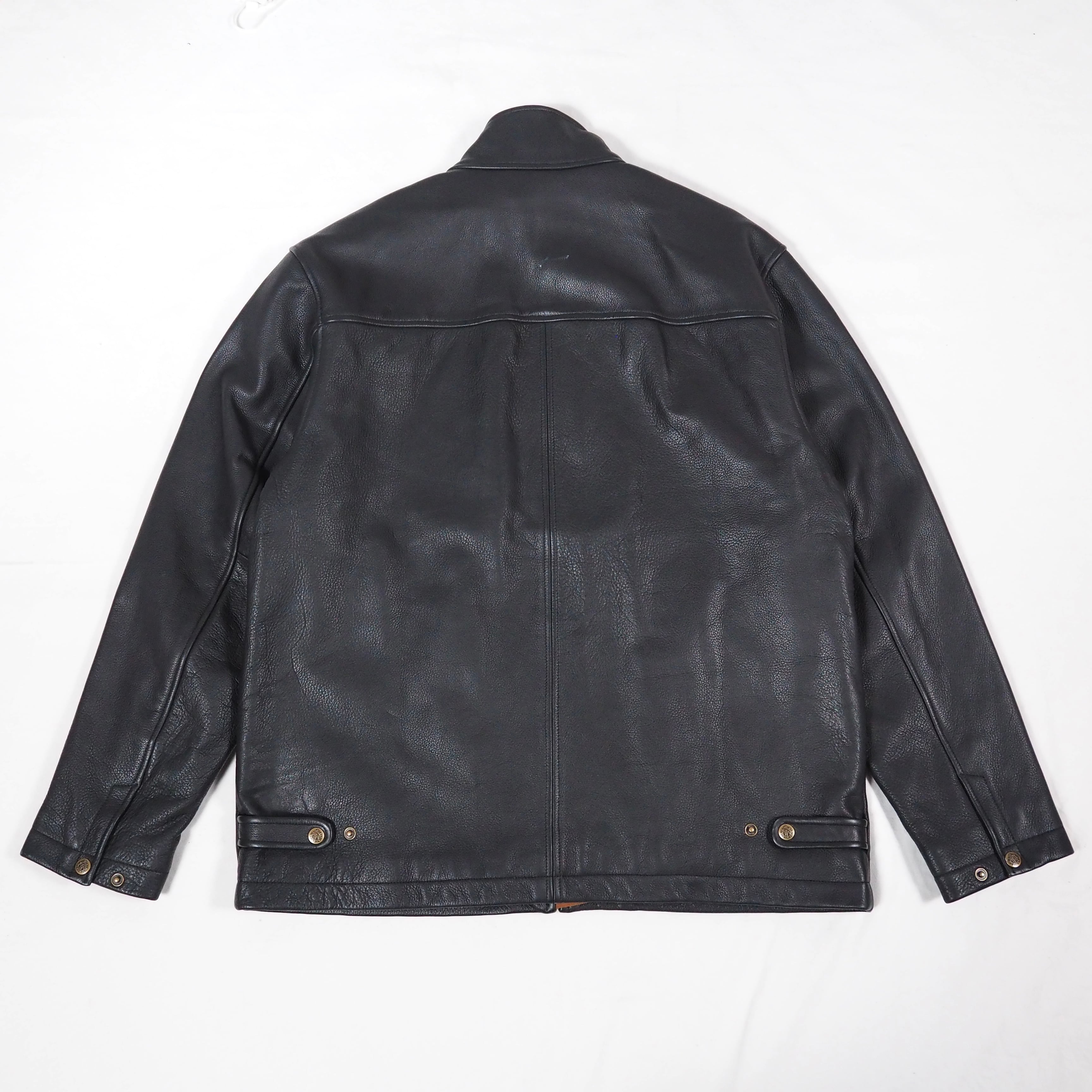 THE TERRITORY AHEAD zip up leather jacket L /black レザー
