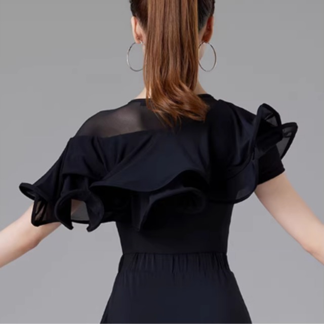 ボリューミー フリルケープ フローラル ダンス トップス 4col　D00630