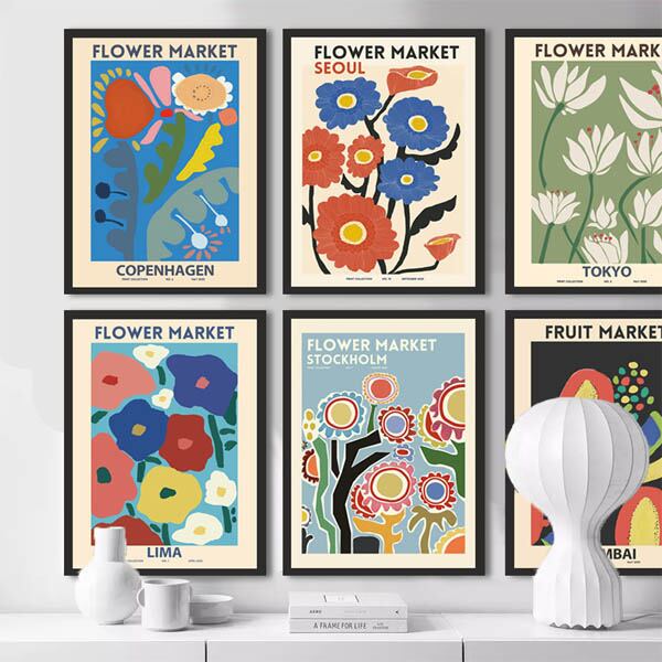 単品 33×43cm アートパネル 枠付き フレーム絵画 ポスター 抽象花柄