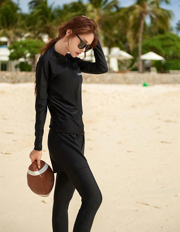 送料無料！水着 レディース 体型カバー フィットネス水着 長袖ラッシュ