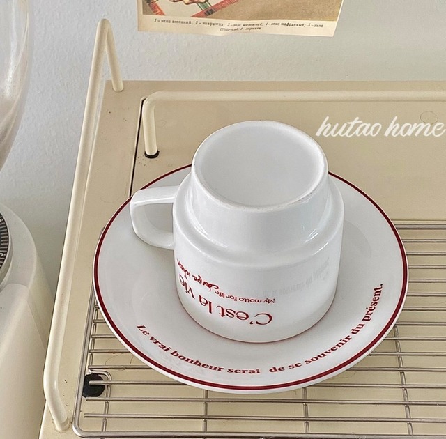 【お取り寄せ】★2点セット★ マグカップ 韓国風 コーヒーカップ+皿 ソーサー 写真用