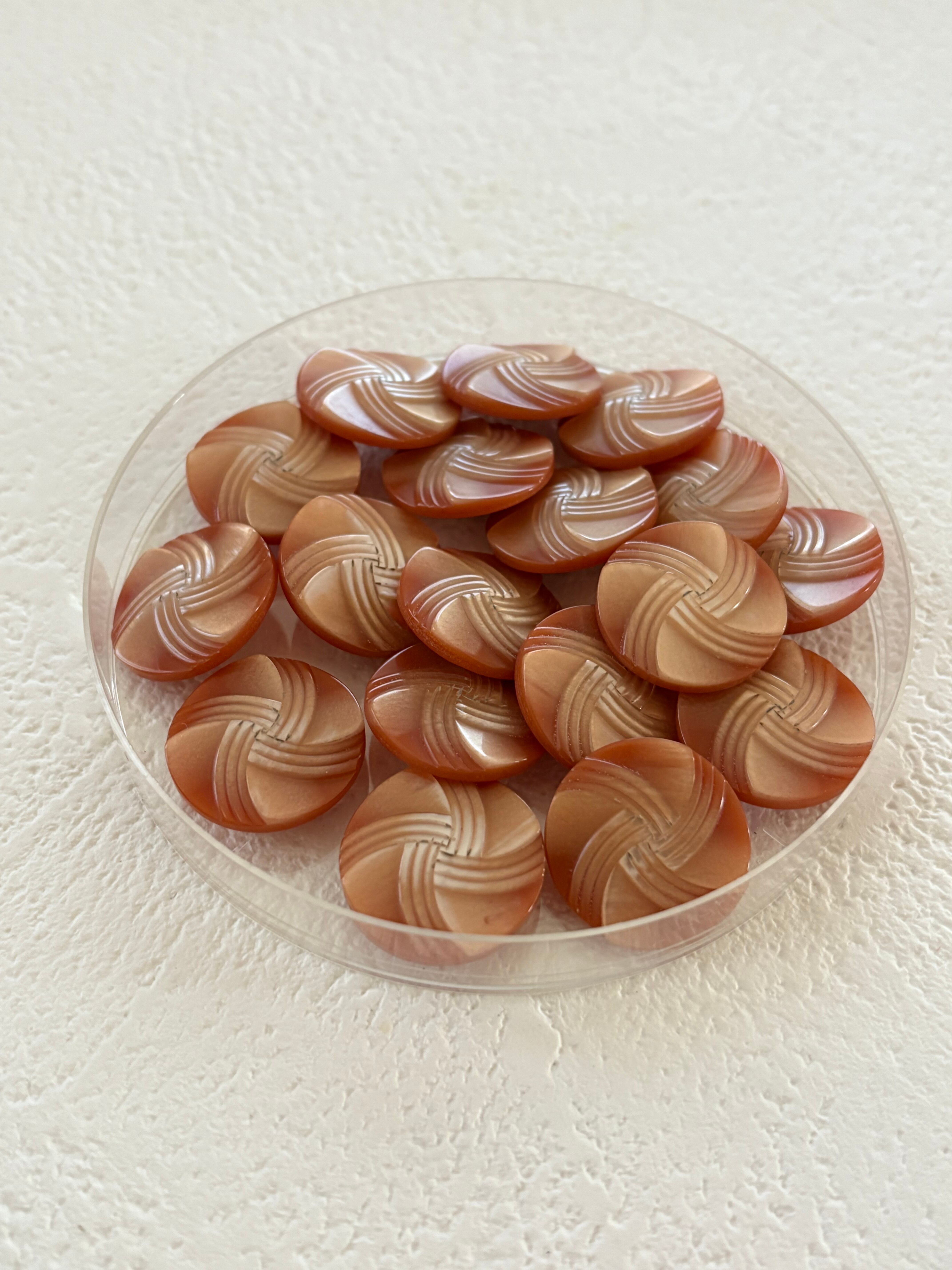 Japanese Vintageボタン レトロボタン 20mm オレンジブラウン アクセサリーパーツ デコレーション材