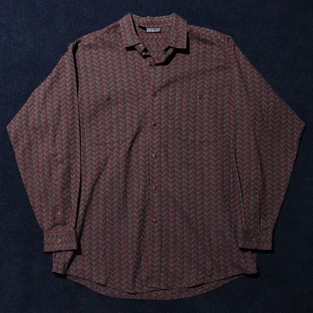 極美品 L 91年 ポルトガル製 総柄 Patagonia L/S Flannel Shirt パタゴニア 長袖 チェック ネルシャツ