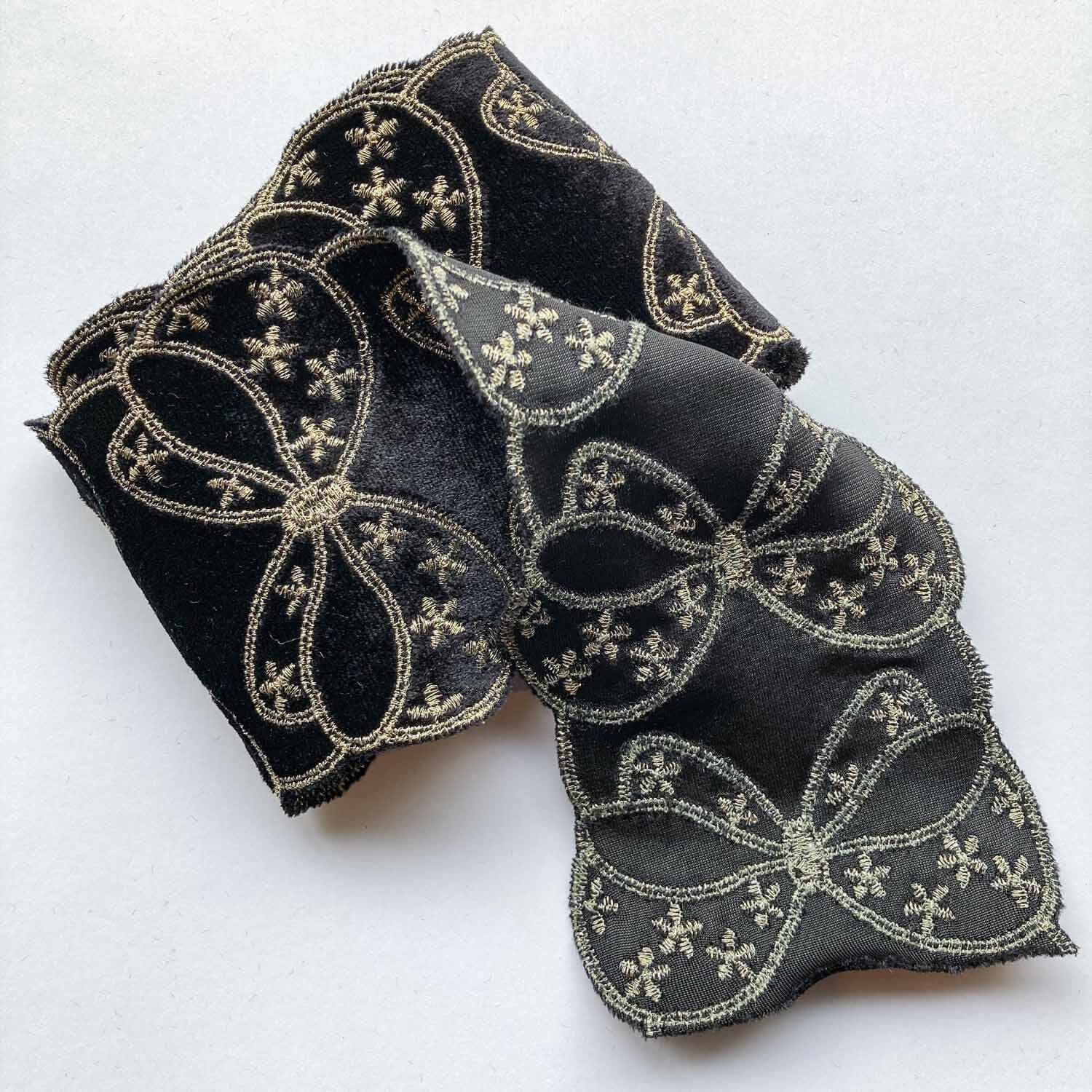 ベロアゴールドリボン刺繍リボン（1mカット） | Dua-アクセサリー