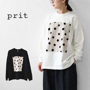 prit [プリット] 17/1空紡天竺×シャツコールラフドットプリントロングスリーブフレームTシャツ [p90715] Tシャツ・長袖Tシャツ・ドット・LADY'S [2026AW]