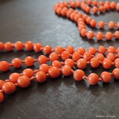 英国アンティークジュエリー 9ctゴールド コーラル ロングネックレス(ソーティングメモ付)