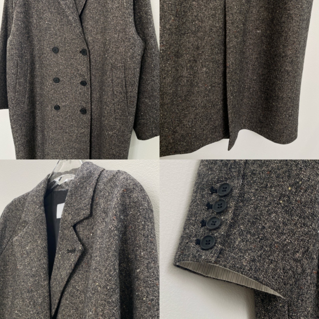 【受注予約:11月上旬入荷予定】Color nep mixed tweed long CO/charcoal gray