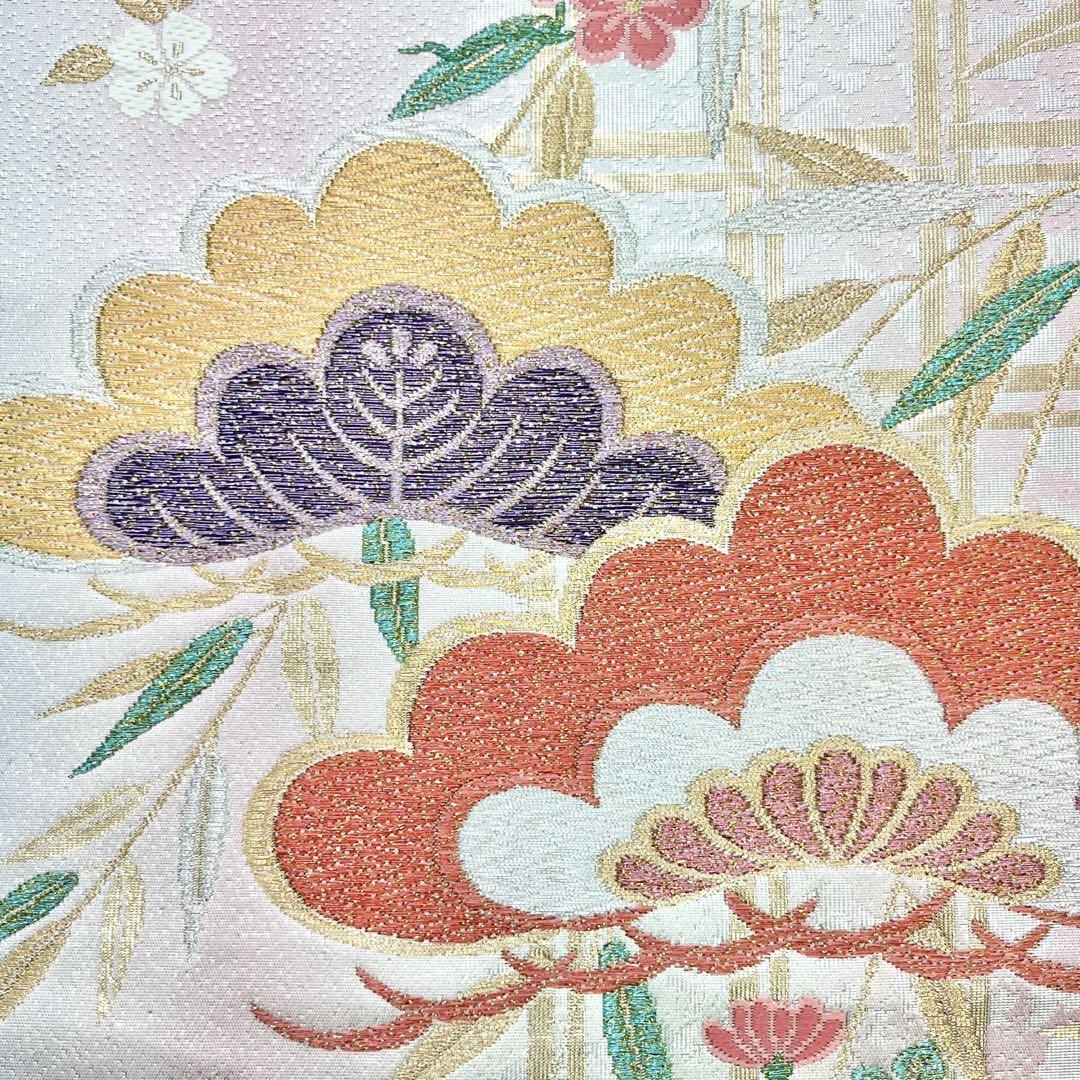 袋帯 松に花模様 グラデーション 金銀糸 O-4067 | リユース着物わびさび 