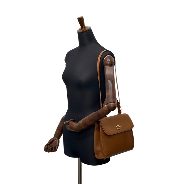 CELINE セリーヌ ショルダーバッグ ブラウン マンテル レザー 2WAY ハンドバッグ vintage ヴィンテージ オールド p67n53