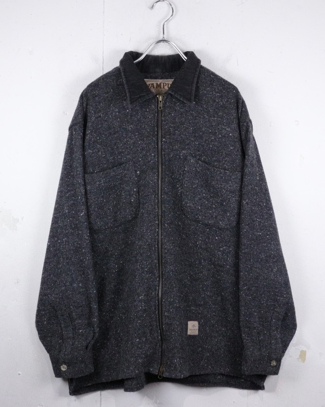 【Caka act2】“WAMPUM” Corduroy Collar Euro Vintage Zip Up Wool Shirt Jacket