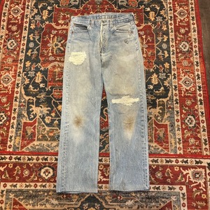 80s USA製 Levi's 501 ハチマル 後期 デニムパンツ W30 W74cm ヴィンテージ ジーンズ グランジ ダメージ リーバイス インディゴ 70s