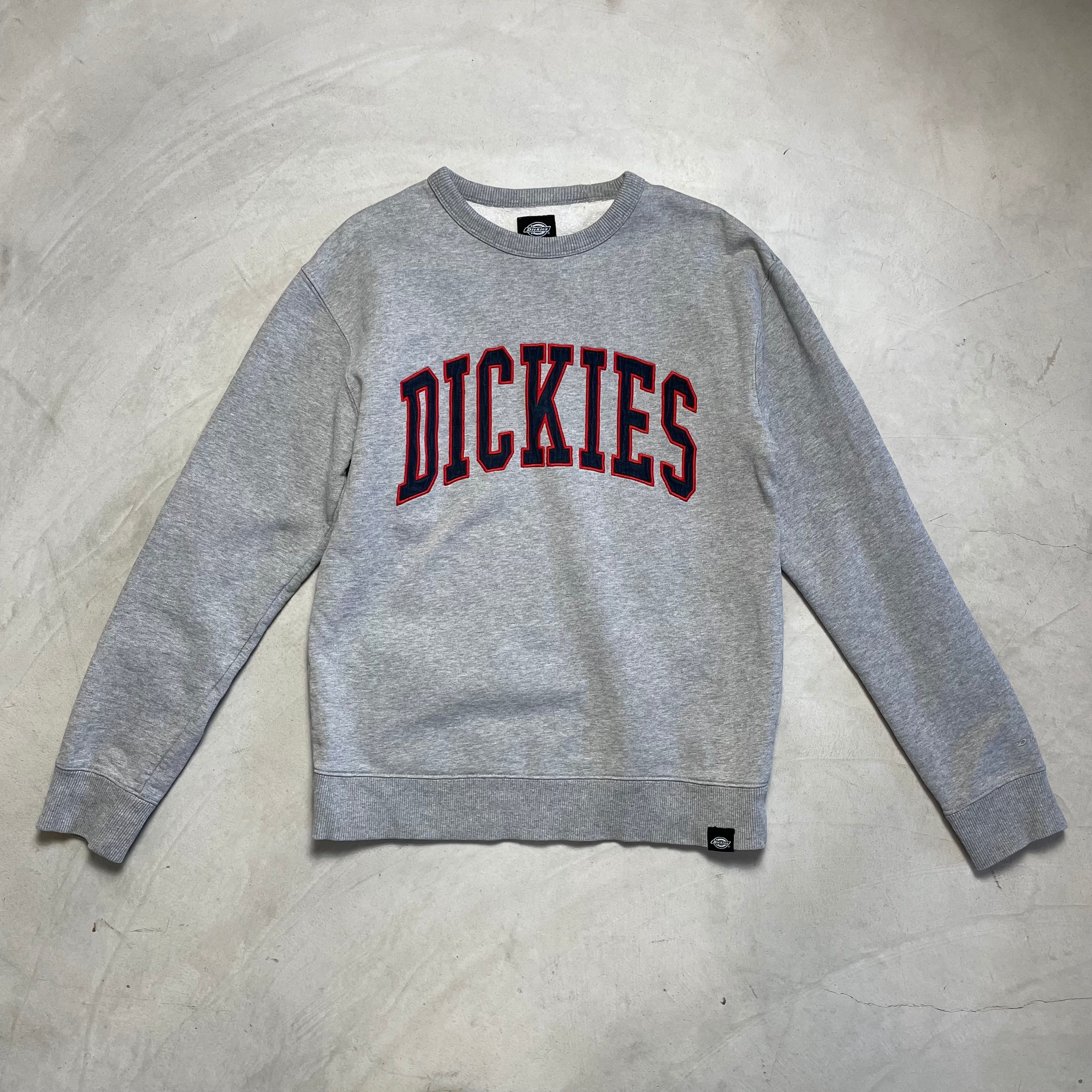 ヴィンテージ Dickies ディッキーズ フロント ワッペン ロゴ刺繍 ガゼット スウェット トレーナー メンズL 古着 ビンテージ グレー 鼠色【スウェット】