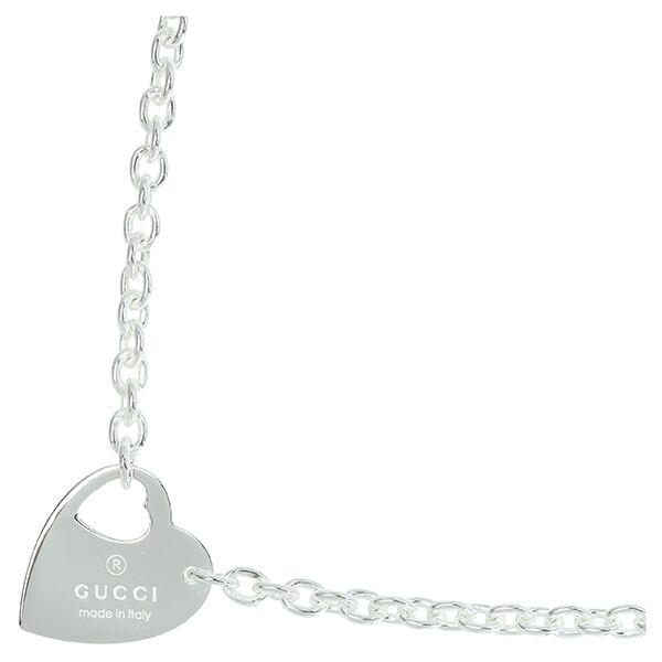 New GUCCI グッチ ネックレス ペンダント トレードマーク チェーン カットアウト ハート入り スターリングシルバー SV925