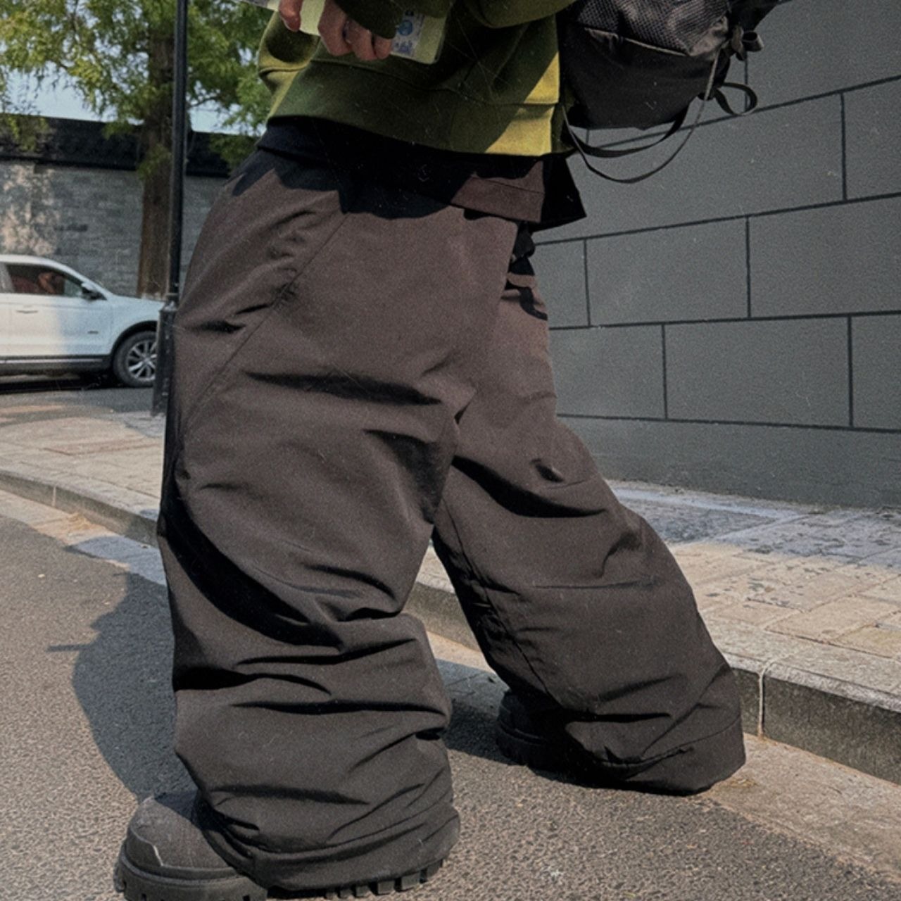 裏起毛グレービックシルエットパンツ　1097