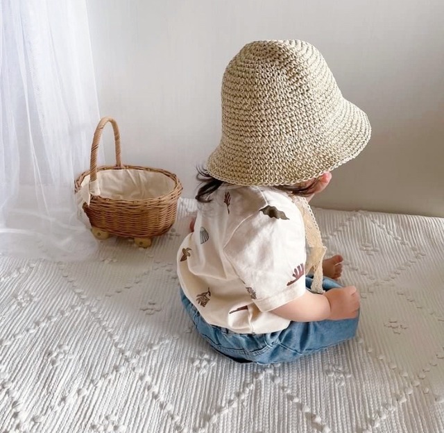 即納レースリボン麦わら帽子