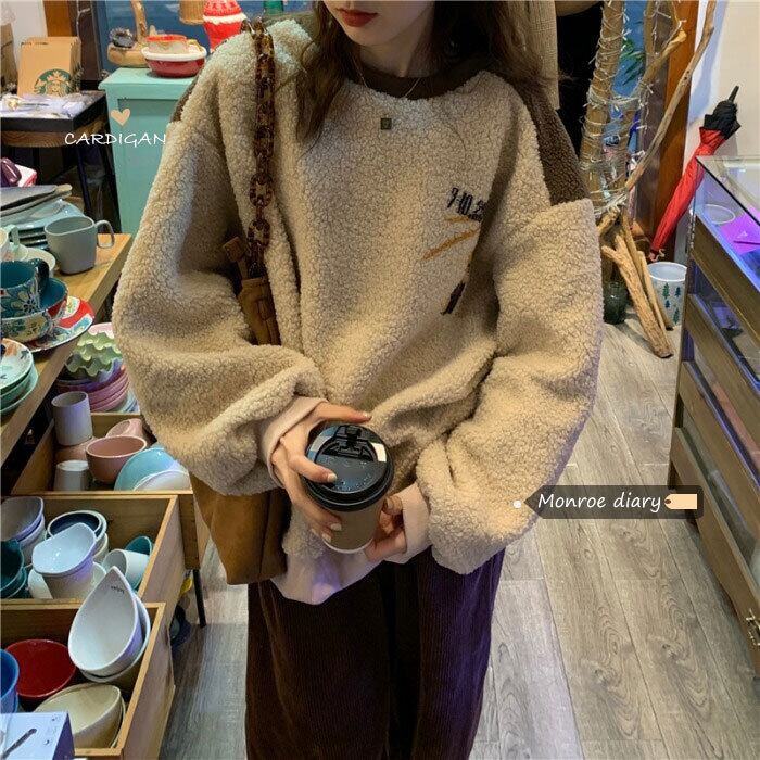 ベルベットセーター レディースオータムウィンタージャケット ルーズトップス 秋物 冬物 モンロー48302510923