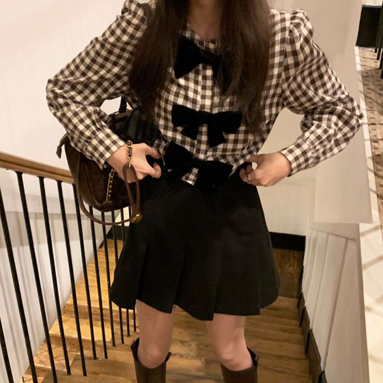 ギンガムリボンブラウス LK630