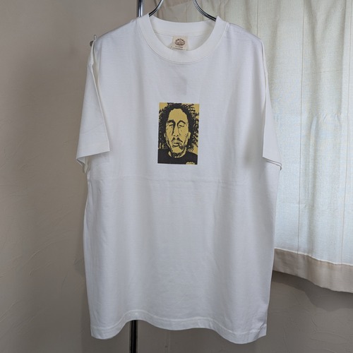 INSTERRAオーガニックコットン半袖偉人Tシャツ「ボブ・マーリー」ナチュラルホワイト
