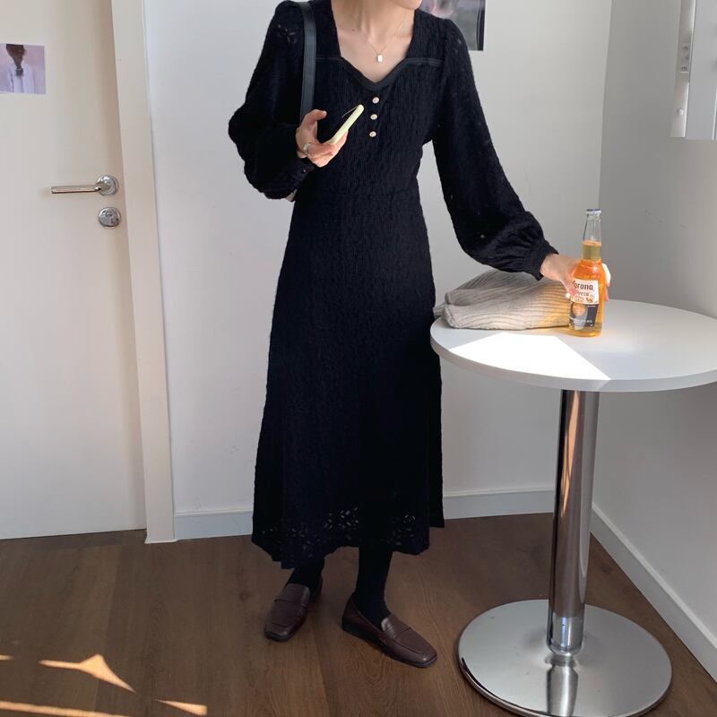 レースロングドレス シングルスカート ビッグFスモールZ韓国74345653542